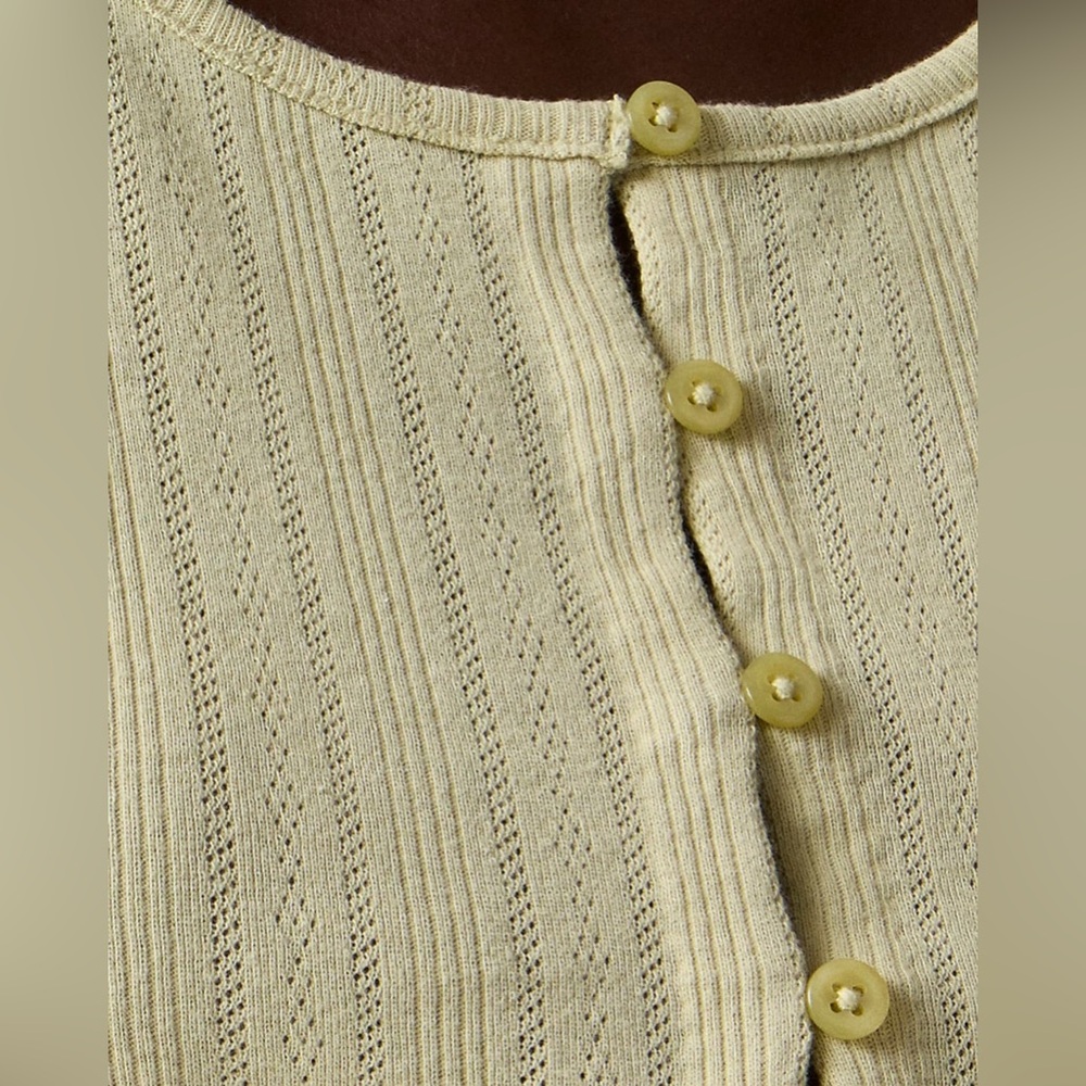 NWT J. Crew Pale Yellow Pointelle short sleeve knit cardigan sz M - Picture 2 of 9